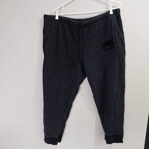 Roots Women's 2XL Black Pepper Cropped sweatpants drawstring waist flocked logo